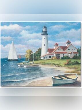 CounterArt 'Lighthouse Mural' Glass Cutting Board, 15 x 12"